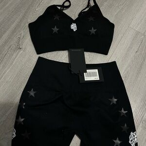 Black Star Patterned Activewear Set